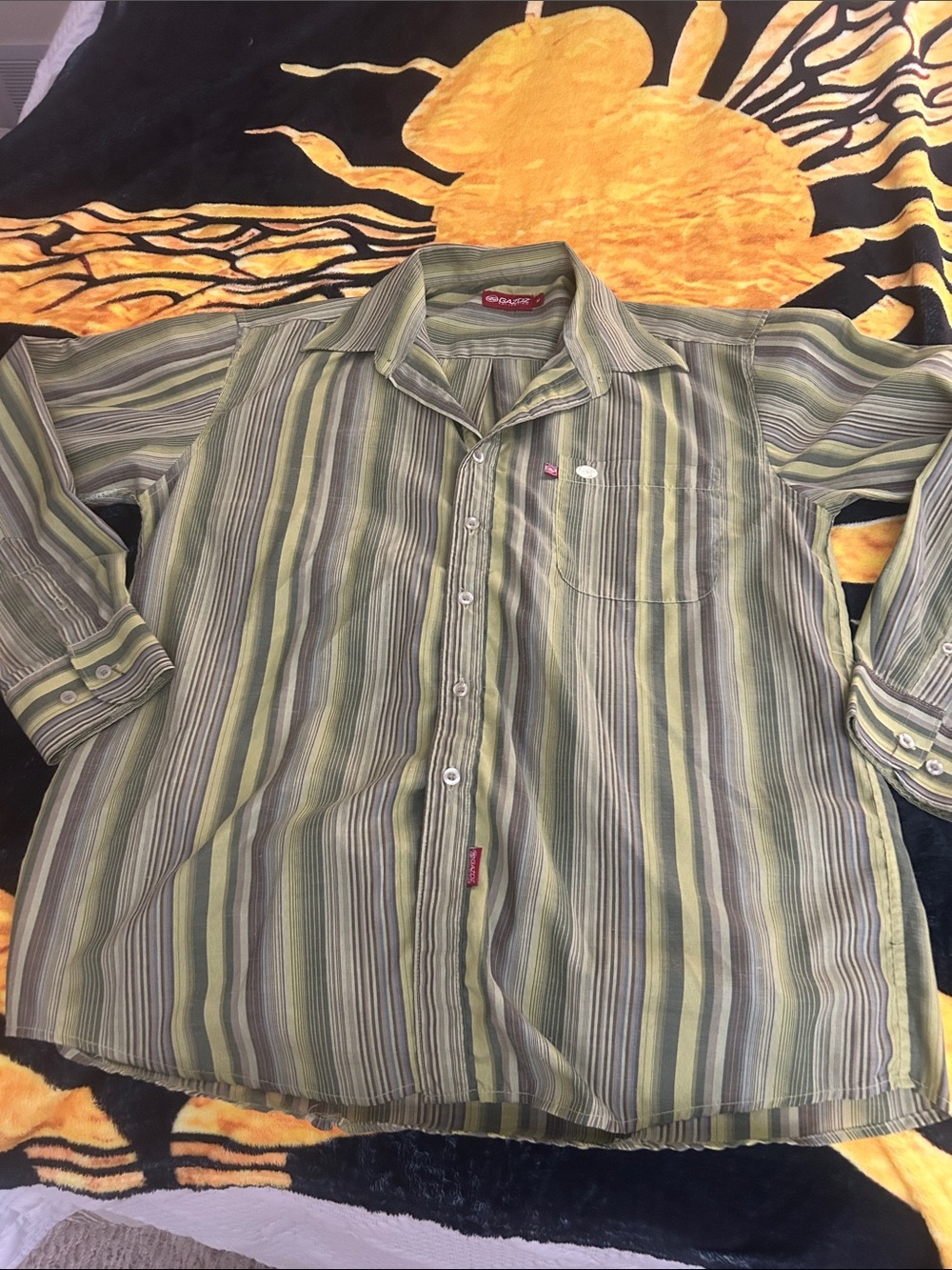 Relaxed Green Striped Men's Button-Down Shirt by Quiksilver